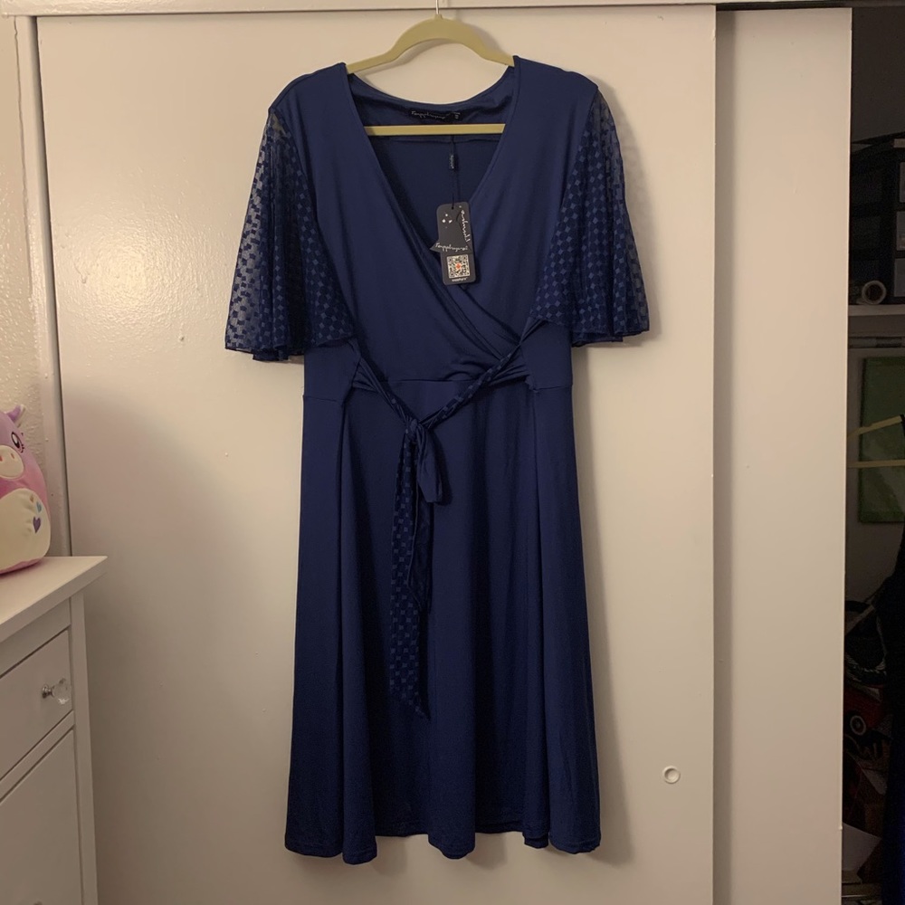 NWT Blue Faux Wrap Dress